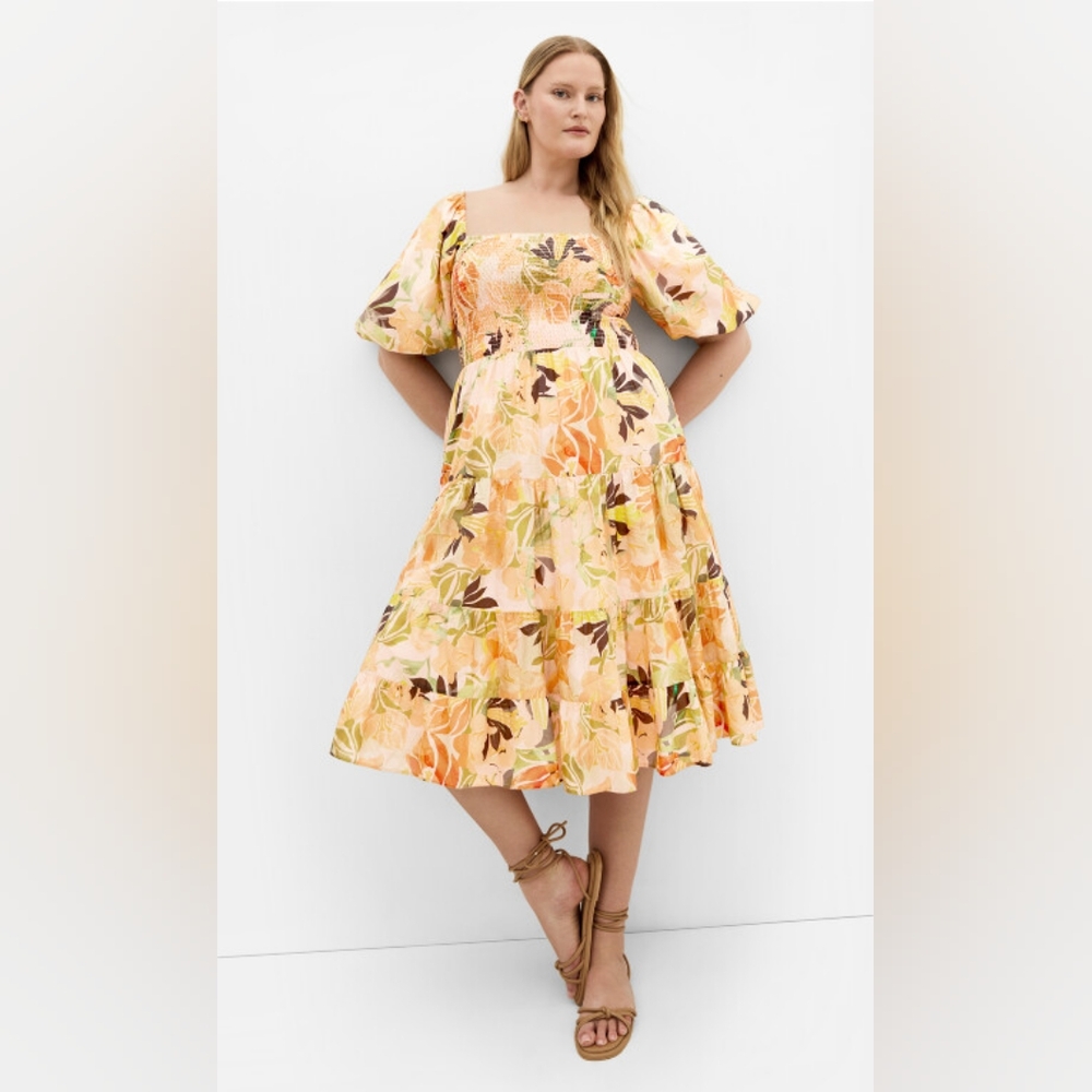 City Chic Floral Puff Sleeve Dress